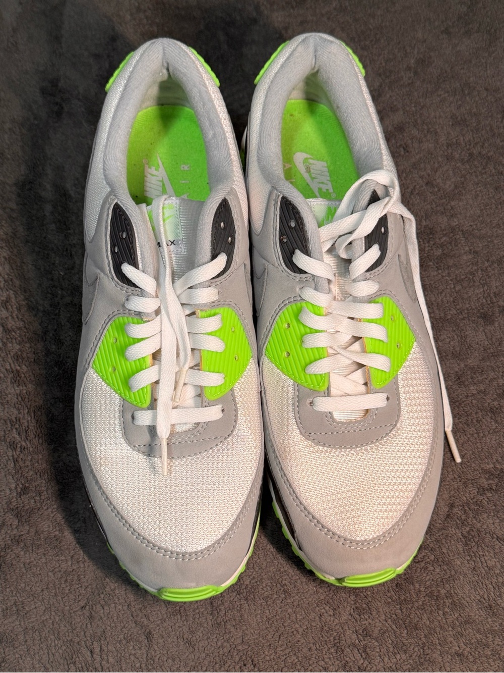 Nike Mens Air Max 90 Recraft CW5458-100 Lime Green /White Sneaker Shoes Size 14